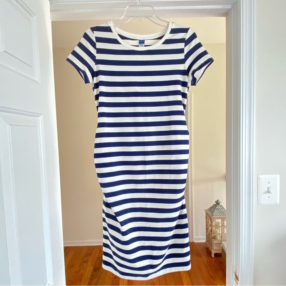 Old Navy Maternity Shirt Dress size Small Striped Ruched Sides